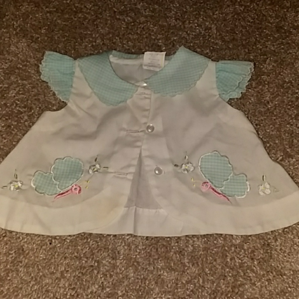 Vintage 0-3m blue and white shirt
